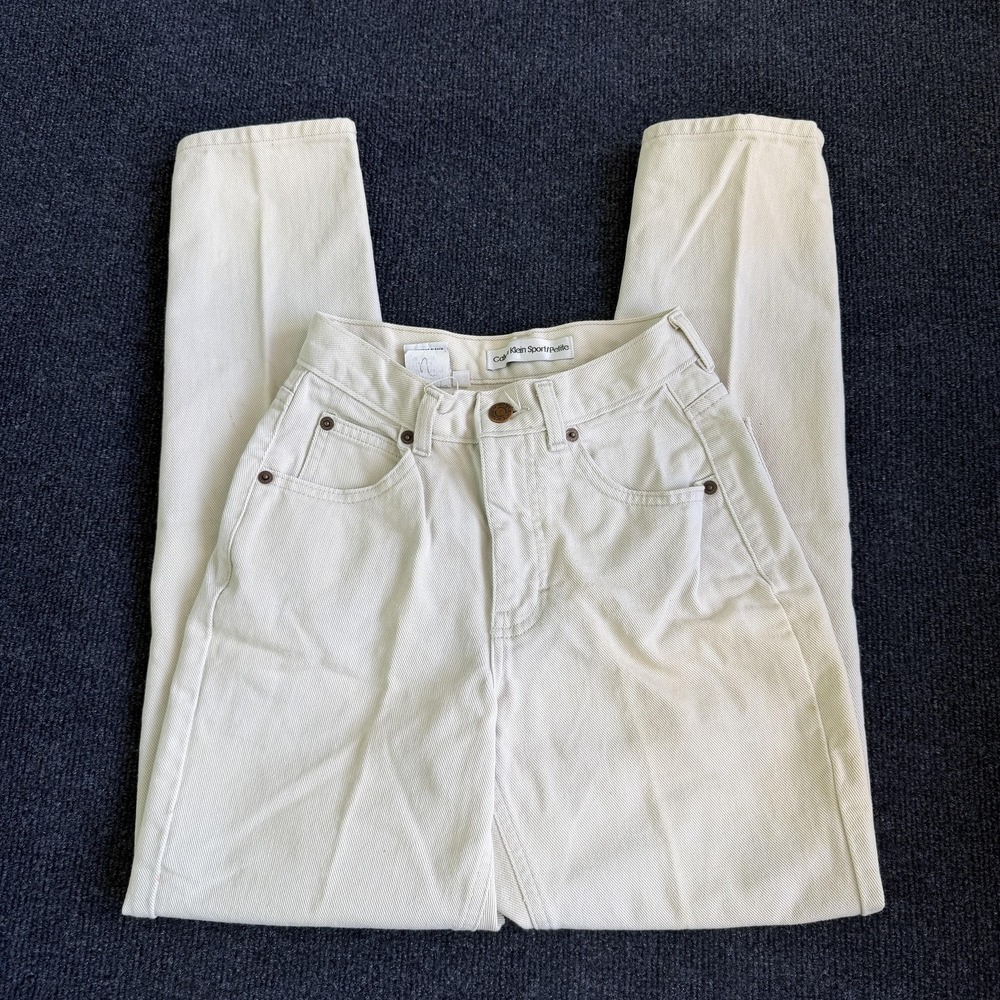 Vintage 90s‎ Calvin Klein Sport Womens 2 White High Rise USA Petite Mom Jeans